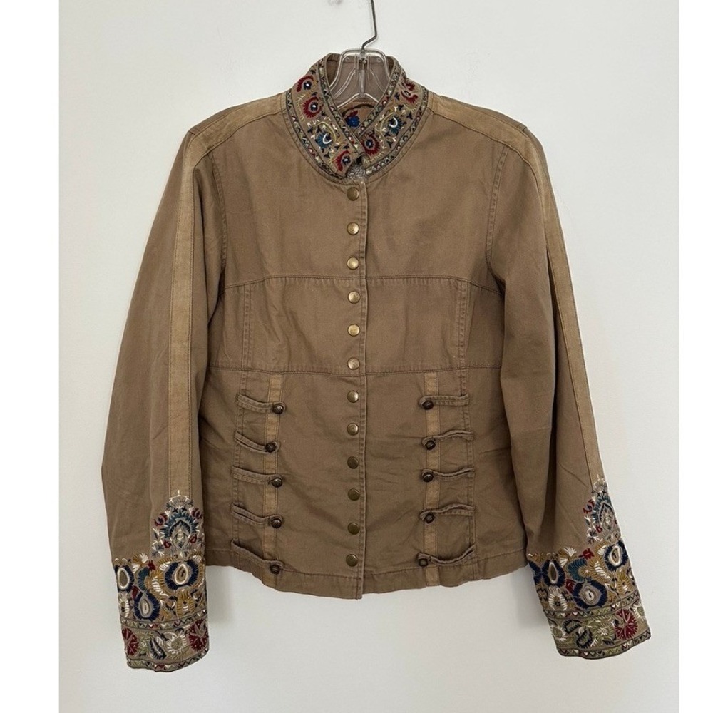 Y2K Da Nang Embroidered Jacket Large Napoleon Military Boho Rock 100% Cotton
